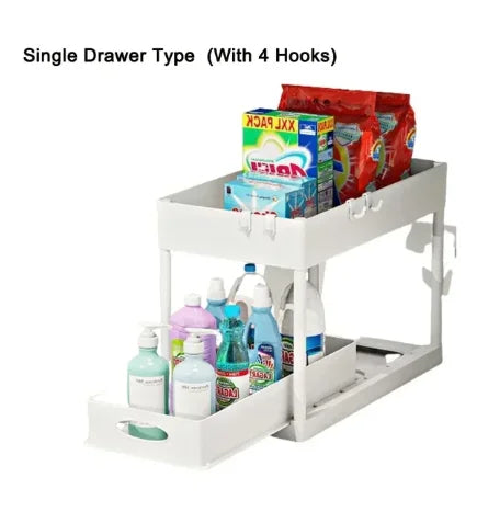 2-Tier Under Sink Organizer Sliding Drawer Rack