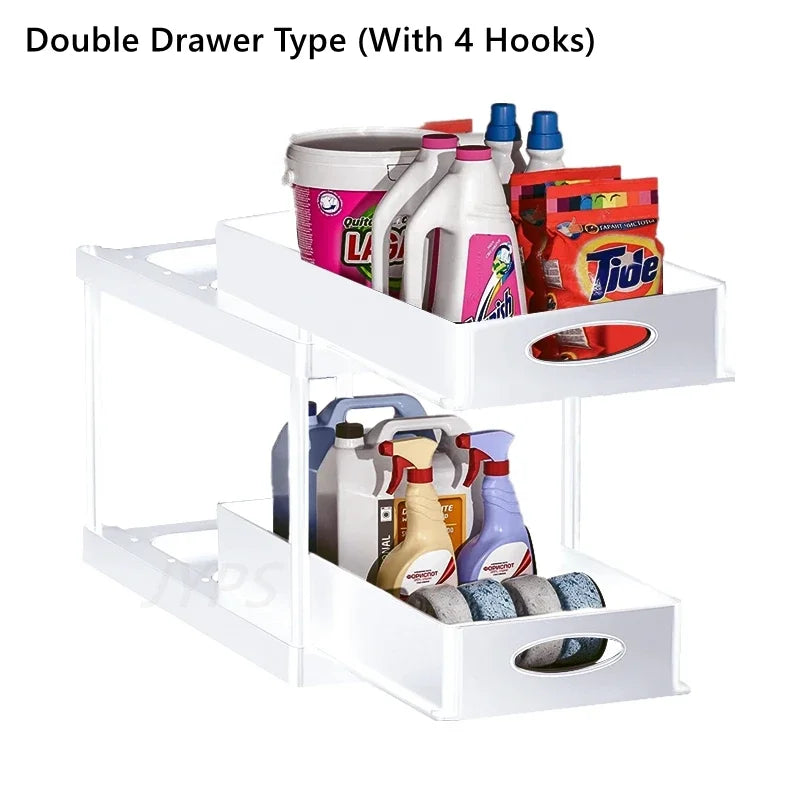 2-Tier Under Sink Organizer Sliding Drawer Rack