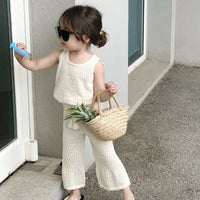 Girls’ Summer Knitted Two-Piece Set Vest & Pants 2024