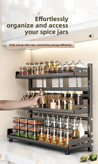 Multi-Layer Kitchen Storage Rack Carbon Steel for Spices and Tools