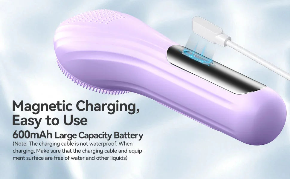Heated Silicone Facial Cleansing Brush – 5 Speed Rechargeable