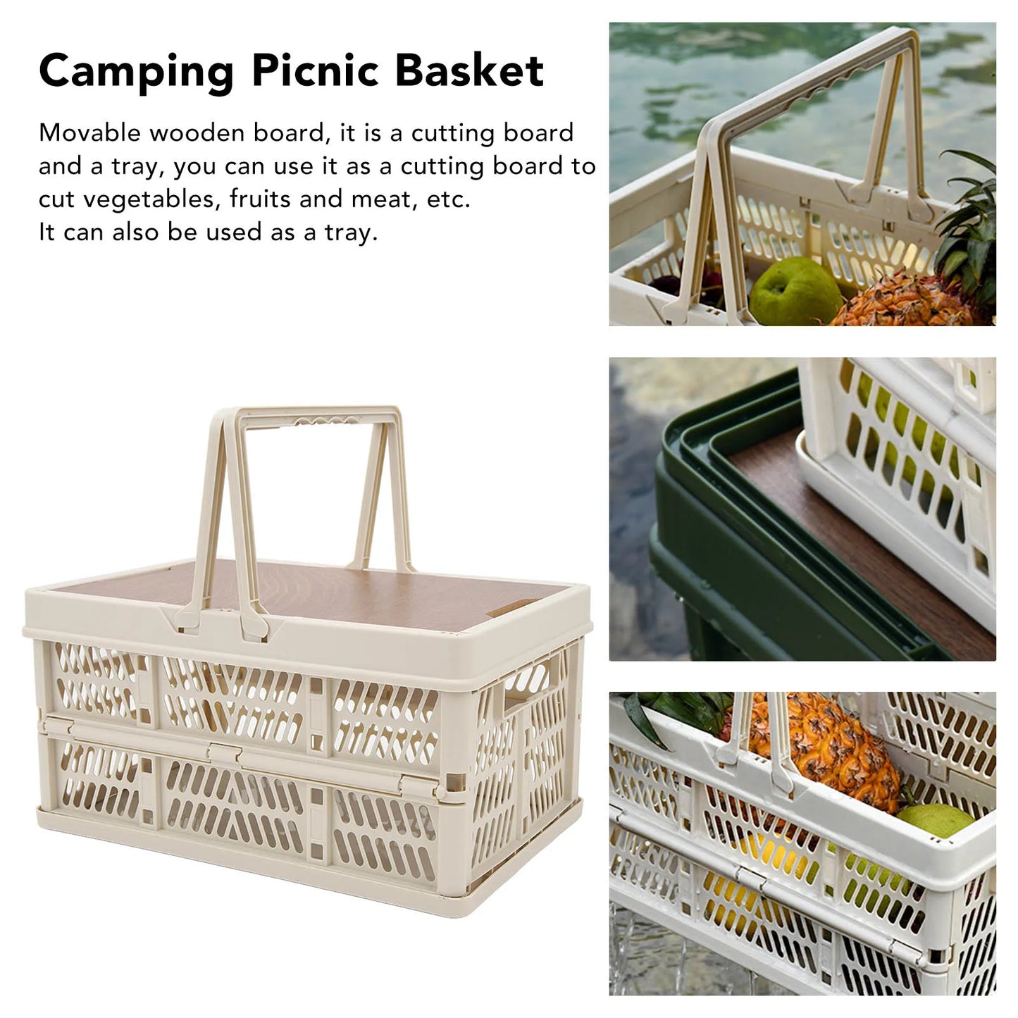 Foldable Camping Storage Basket Large Capacity