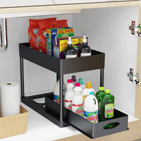 2-Tier Under Sink Organizer Sliding Drawer Rack