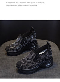 2023Women's Shoes  Autumn New Casual Small White Shoes Rhinestone Platform Sports Air Cushion Shoes Plus Size Zapatos De Mujer