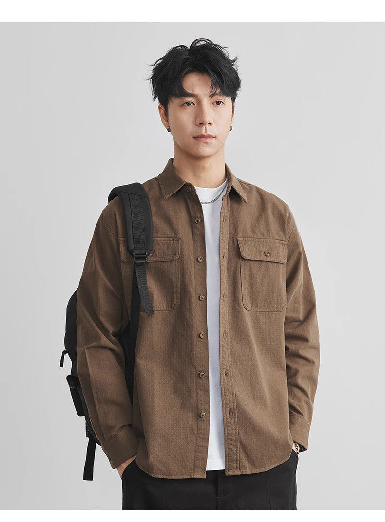 Men’s Cotton Work Shirt Jacket – Autumn Outdoor Safari Style
