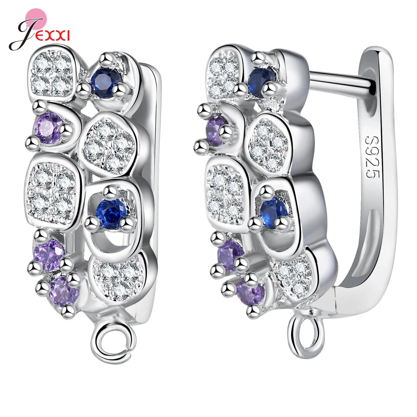 Trendy 925 Sterling Silver Earring Hooks For DIY Jewelry Makings Cubic Zirconia Earring Clasps Accessories