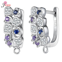 Trendy 925 Sterling Silver Earring Hooks For DIY Jewelry Makings Cubic Zirconia Earring Clasps Accessories