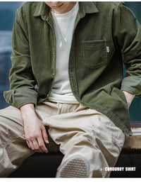 Men’s Corduroy Long Sleeve Casual Slim Fit Shirt