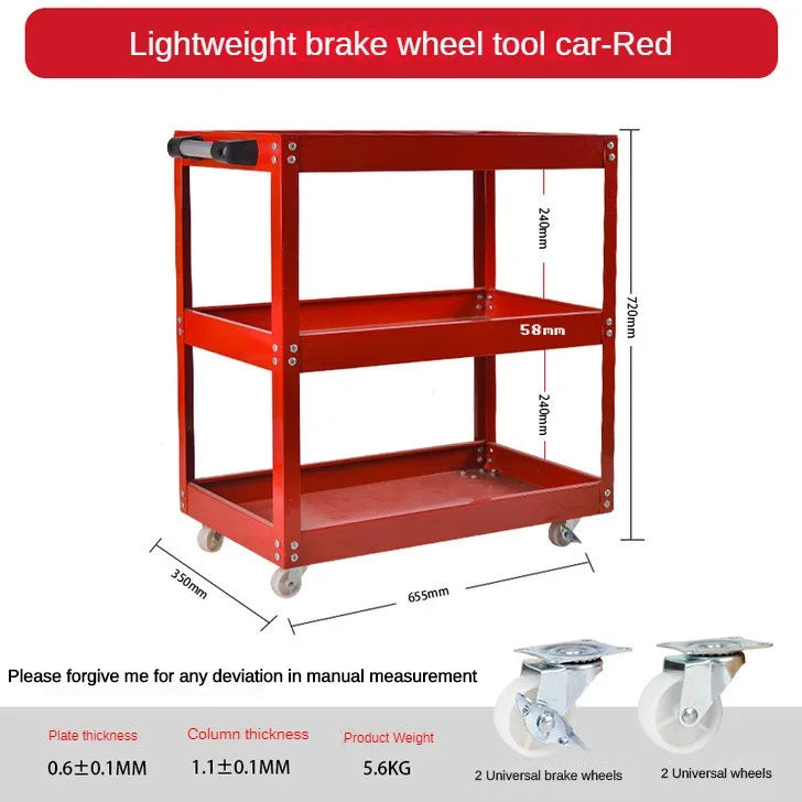3-Layer Mobile Tool Cart with Wheels Heavy Duty