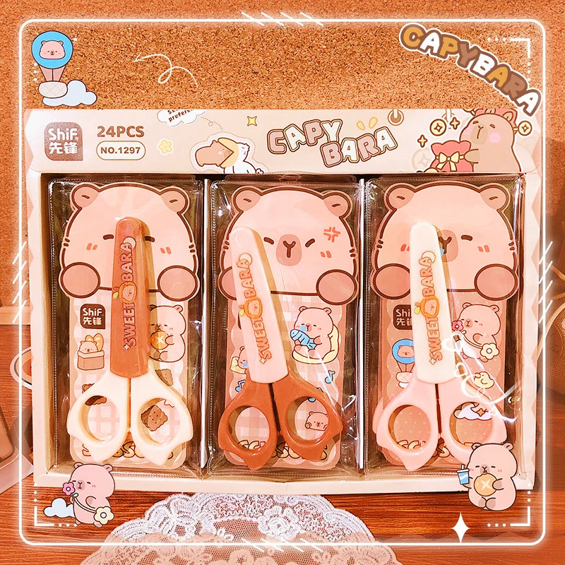 school supplies kawaii stationery scissors office supplies and school acsesories cute capybara mini scissors Pretty stationery