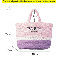 Women's Summer Beach Straw Style Tote Bag Handwoven Large Capacity Luxury Designer Travel Handbags Casual Portable Shoulder Bags