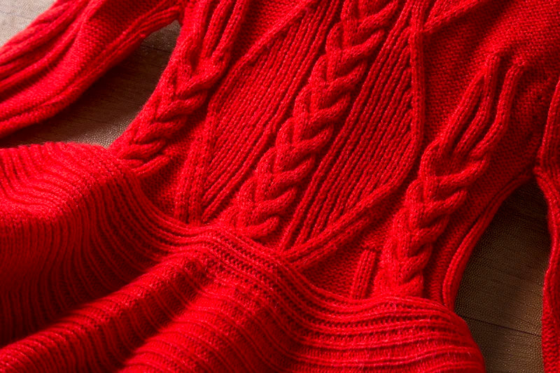 Girls Winter Knitted Christmas Long Sleeve Dress