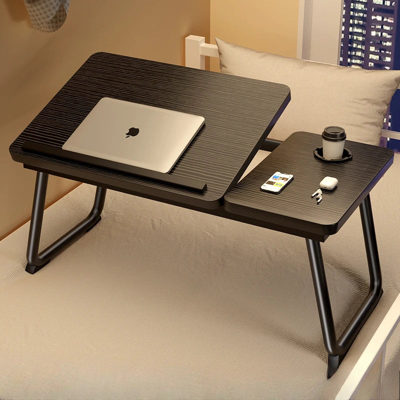 Work/Study in Bed Comfortably  Adjustable & Foldable Lap Desk with Cup Holder, Ventilated Design Prevents Overheating.