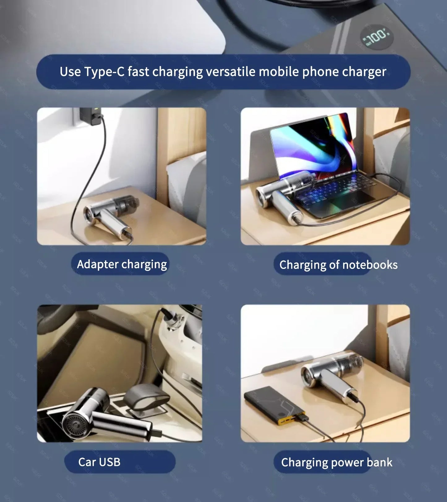 SZUK 148000Pa Car Vacuum CIeaner Powerful Wireless Handheld Cleaning Machine Mini Blower Portable Vacuum Cleaner for Car Home