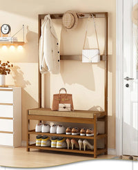 Bamboo Shoe Changing Stool – Modern Entryway Bench