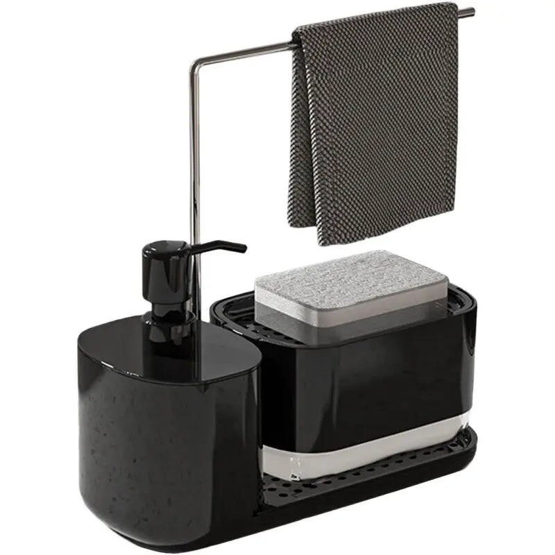 4-in-1 Kitchen Soap Dispenser with Sponge & Rag Rack