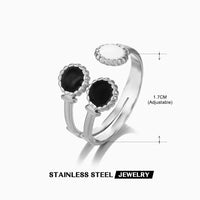 Stainless Steel White Black Enamel Rings for Women Gold Color Heart Star Geometric Open Rings Fashion Jewelry Gift Wholesale
