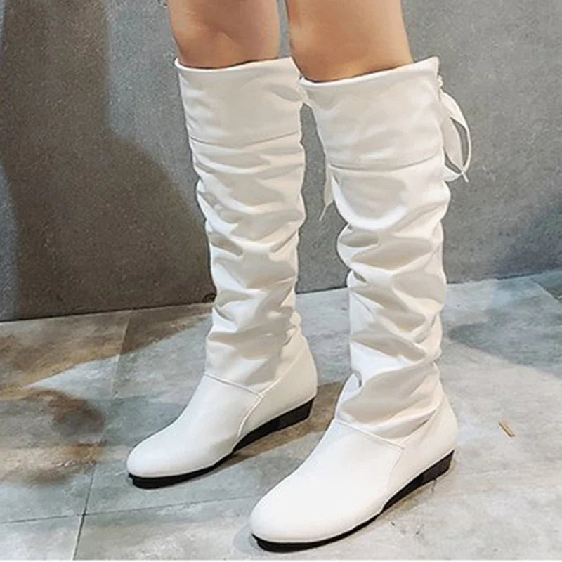 Shoes For Women 2022 Spring Knee High Boots Red Black White