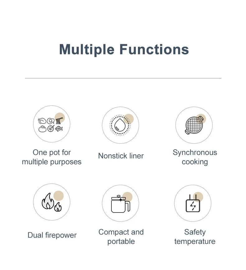 Rice cooker multi-function pot multi-function pot mini hot pot pot soup household appliances kitchen pot suitable for 1-3 people