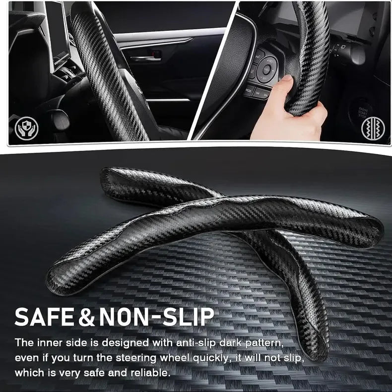 Carbon Fiber Steering Wheel Cover Universal Car Accessory