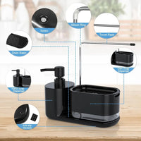 4-in-1 Kitchen Soap Dispenser with Sponge & Rag Rack