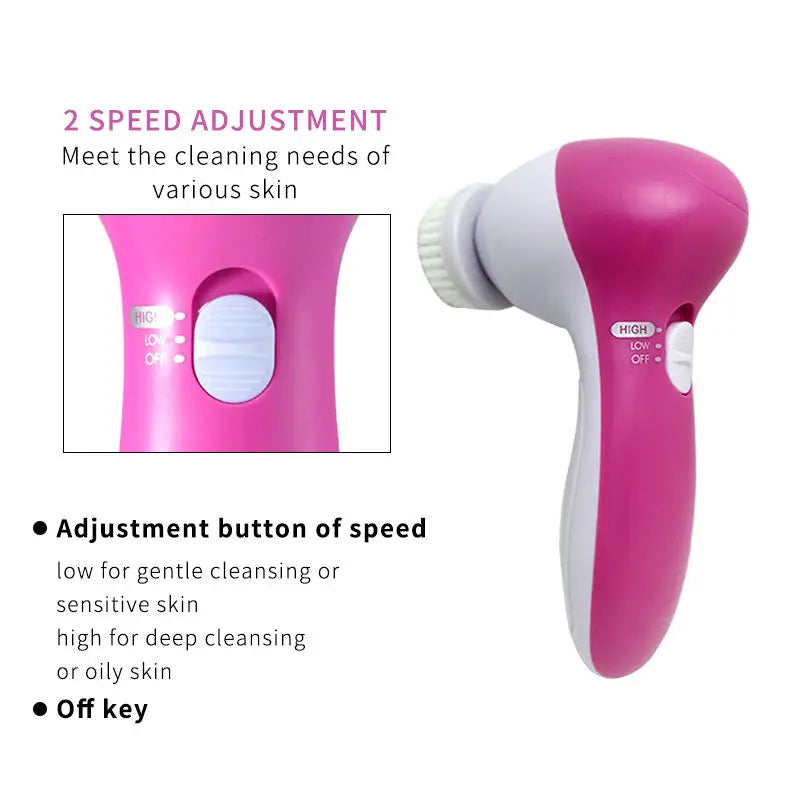 5-in-1 Electric Facial Cleansing Brush – Skin Care Massager