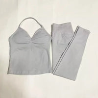 Women’s 2-Piece Fitness Set – Halter Vest & Hip-Lift Pants