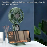 Portable Mini Handheld Neck Hanging Fan USB Rechargeable Battery Foldable Phone Holder with Aromatherapy  for Car  Home  Office