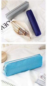 Simple Pencil Case School Supplies Pencil Cases Solid Color School Stationery Pencil Pouch Back To School