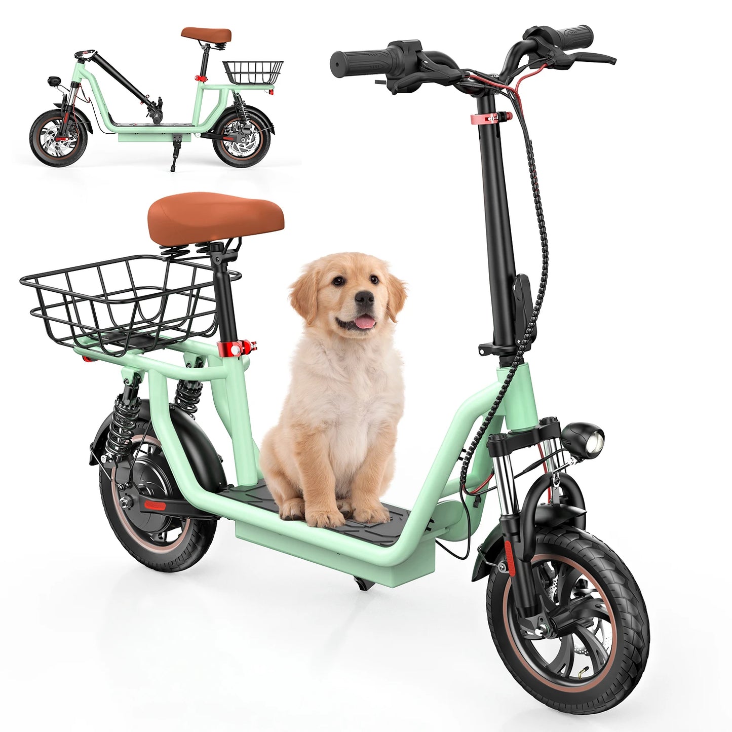 i12 Electric Scooter Foldable with Seat & Basket