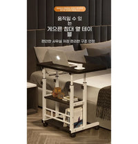 Simple Double-Layer Small Office Desk Floor Standing Simplicity Bedside Desk Adjustable Height Side Mobile Laptop Computer Table