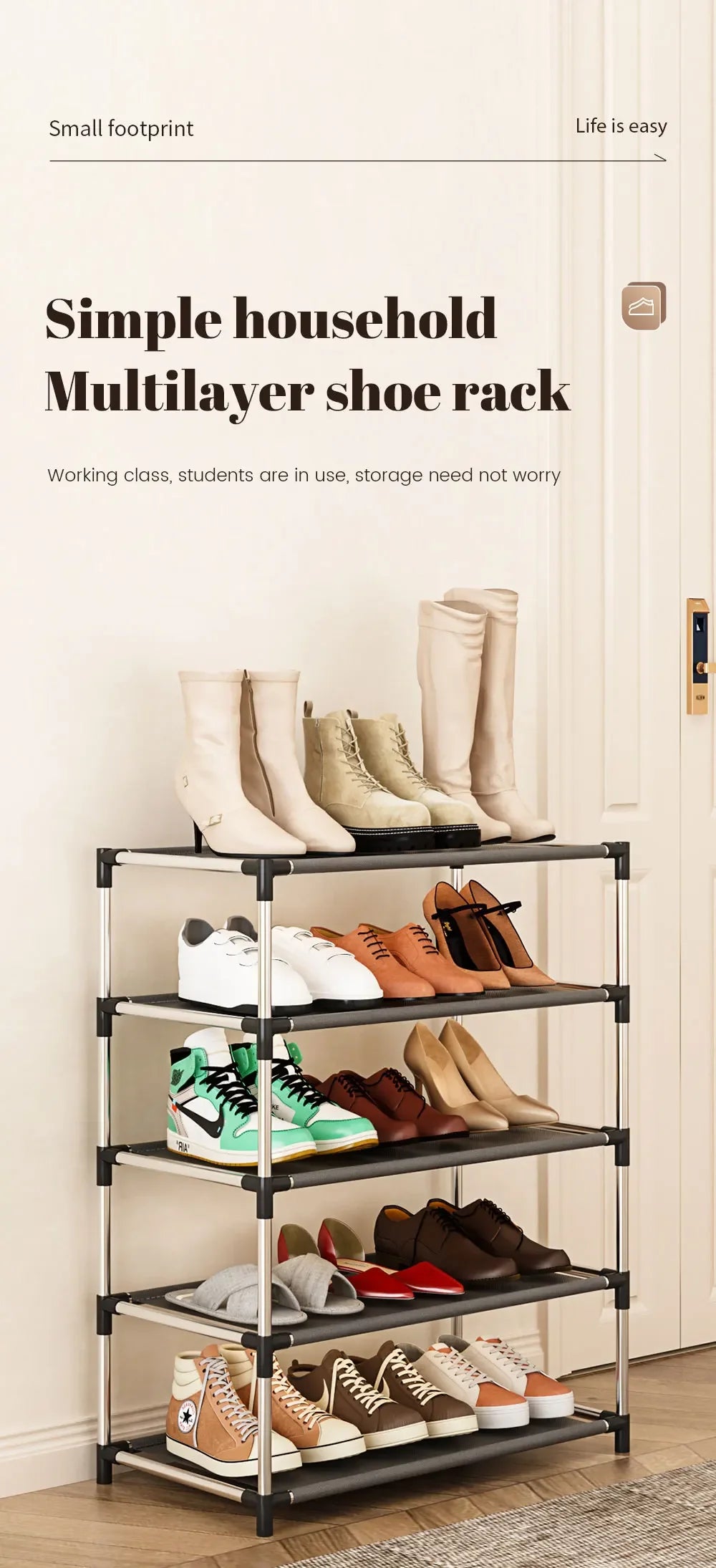 Metal Shoe Rack – Space Saving Black Shoe Storage Organizer
