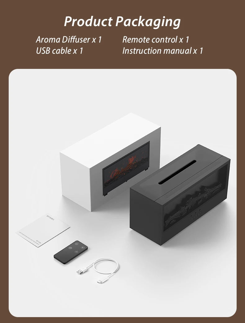 Simulated Bonfire Flame Diffuser Colorful Night Light Essential Oil Fireplace Diffuser with Timer Remote for Home Creative Gift