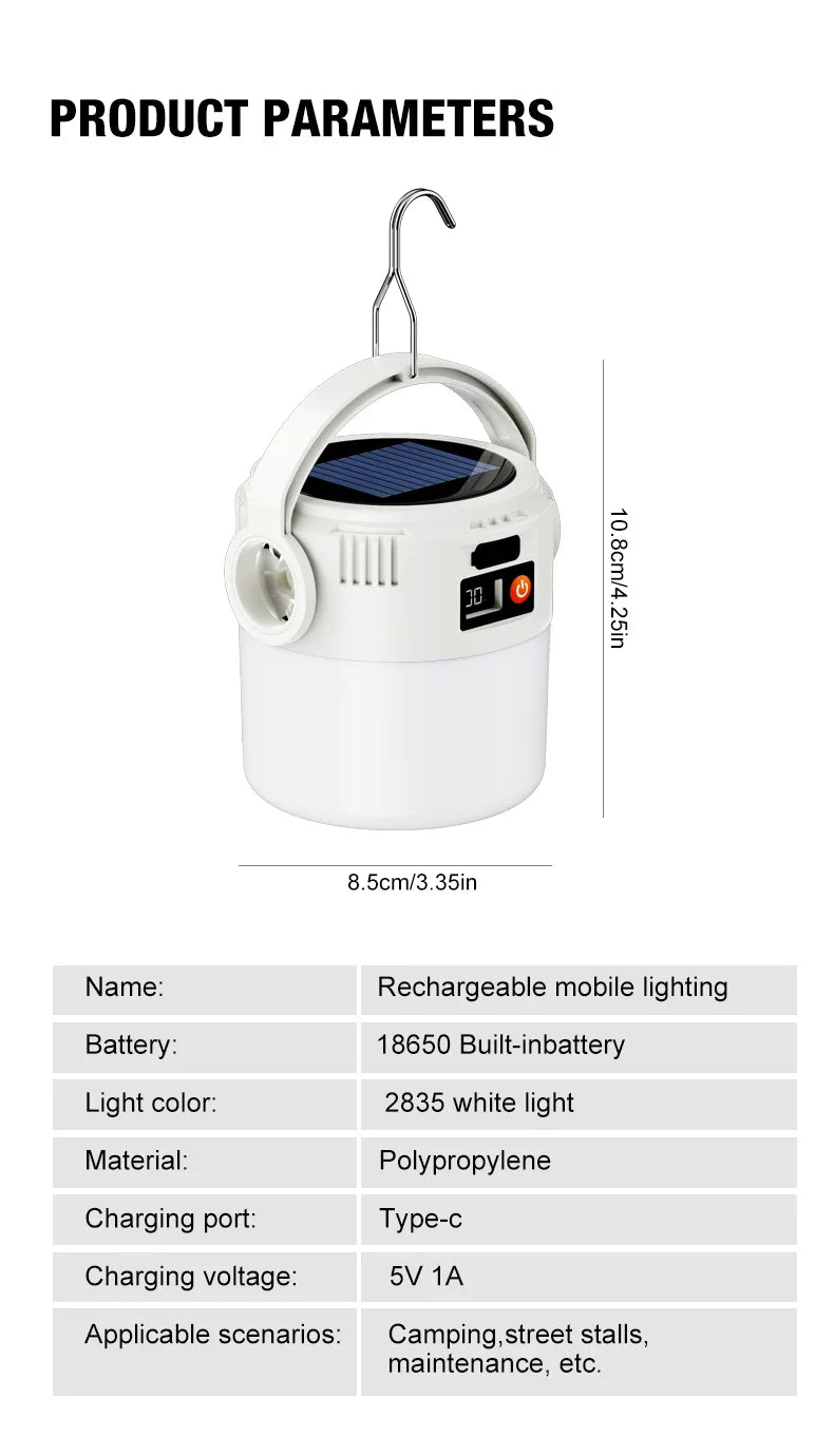 Portable camping light, LED camping light, outdoor tent light, rechargeable flashlight, LED tent light, portable durable camping