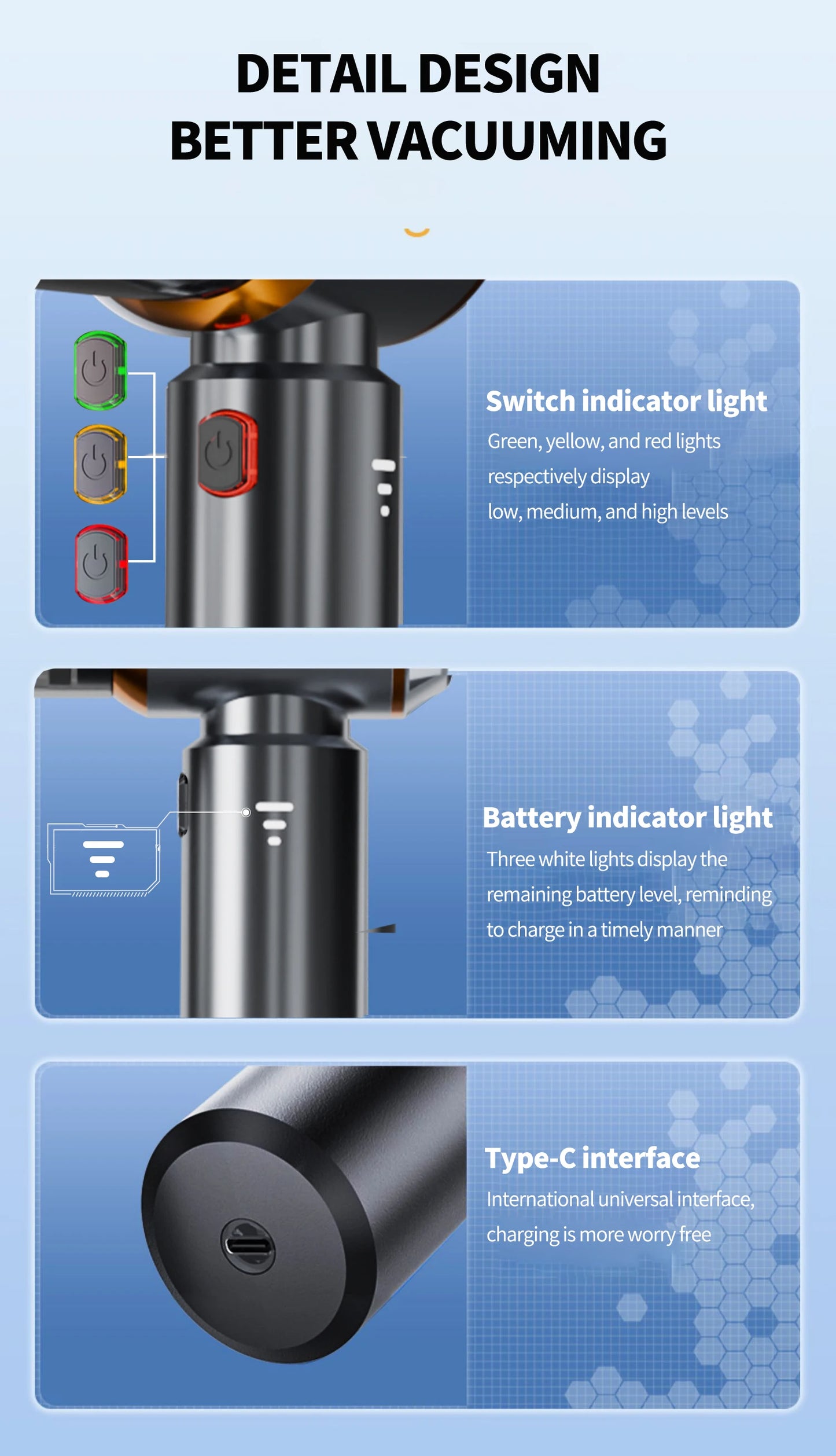 CENRR 998000PA Cordless Mini Car Vacuum Cleaner