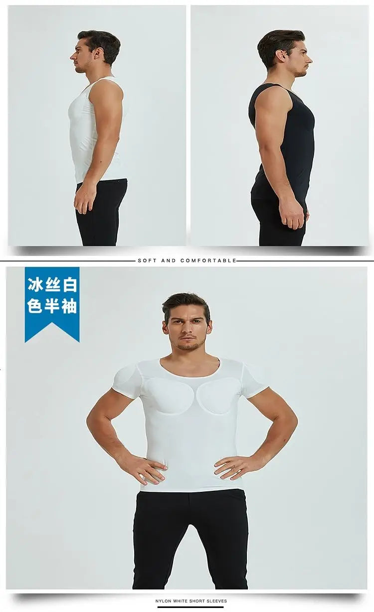 Men’s Fake Muscle Shaper Shirt Cosplay & Fitness Undershirt