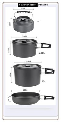 Camping Cookware Set Portable Pot & Pan for 1–7 Persons