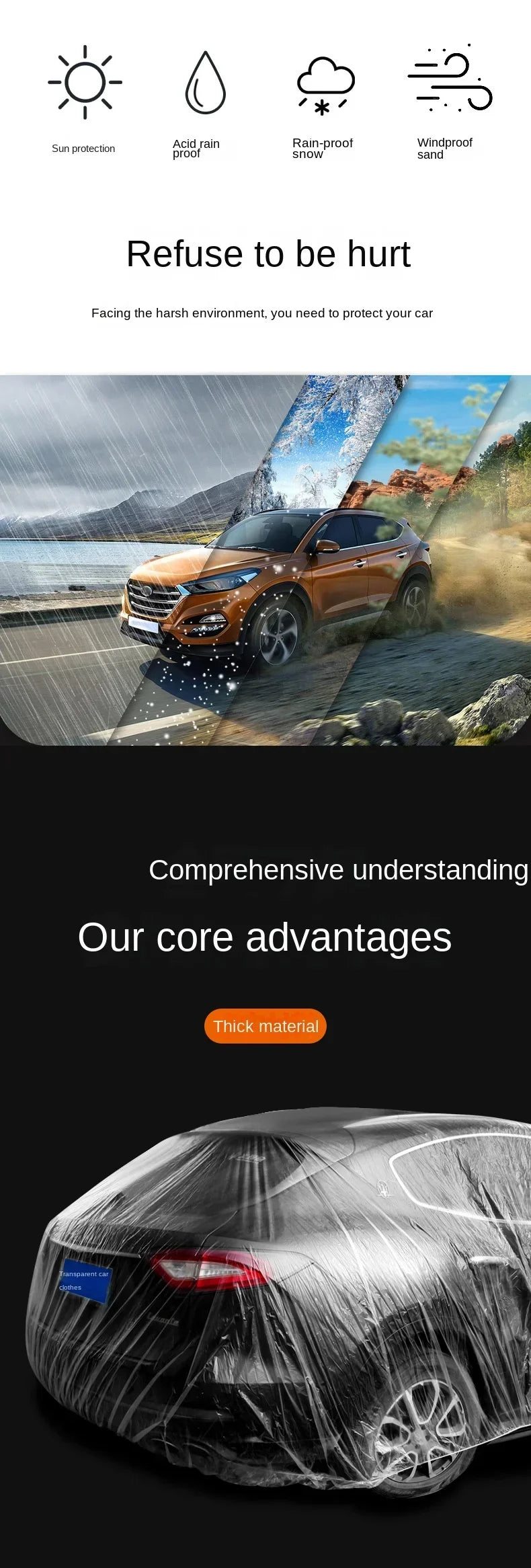 Disposable Car Dust Cover –Waterproof Sunshade Coat