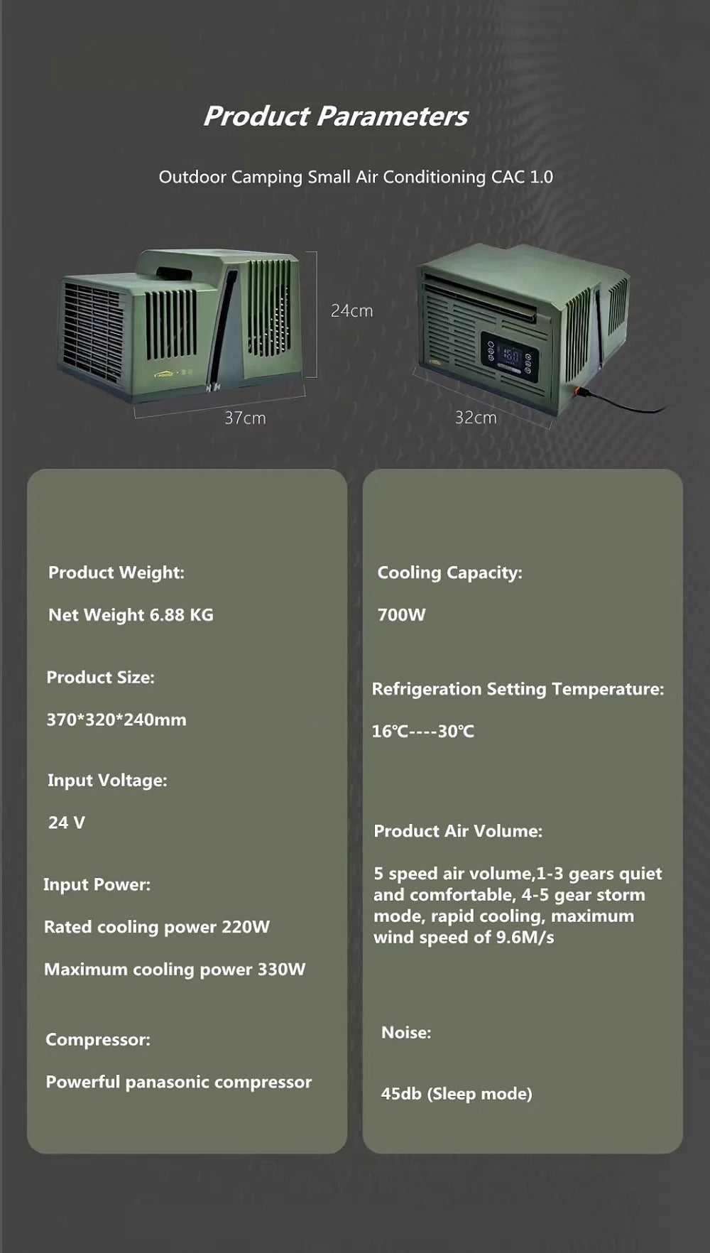 Outdoor Camping No Installation Mobile Air Conditioning Portable Parking Tent No Drainage Mini Refrigeration Air Conditioning