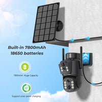 4K 8MP Solar Security Camera – Dual Lens WiFi PIR IP Camera