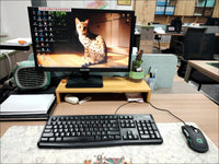 Double-Layer Wooden Computer Monitor Stand with Storage