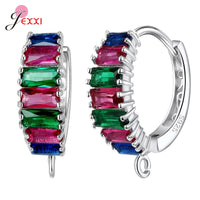 Trendy 925 Sterling Silver Earring Hooks For DIY Jewelry Makings Cubic Zirconia Earring Clasps Accessories