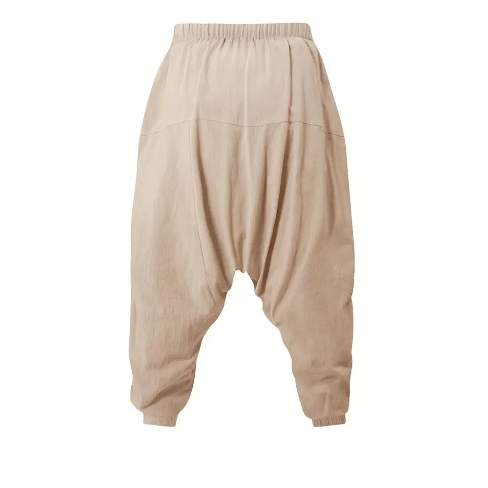 Men’s Harem Pants – Cotton Linen Loose Fit Joggers, Breathable Streetwear Trousers