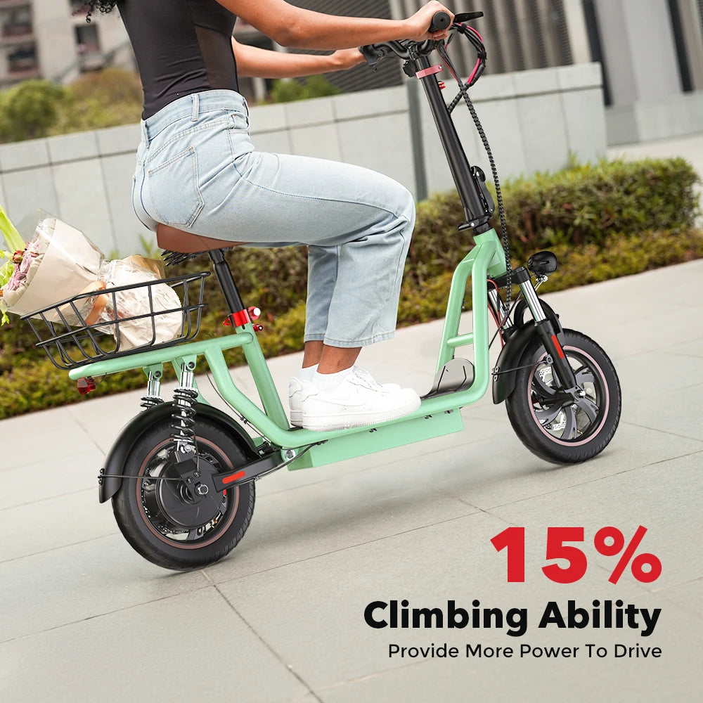 i12 Electric Scooter Foldable with Seat & Basket