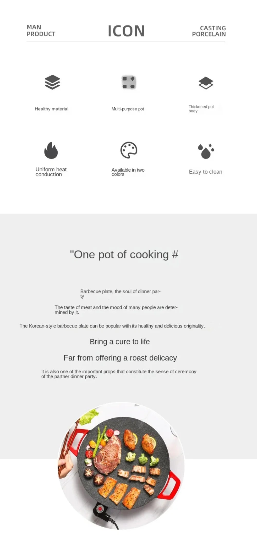 Smokeless Electric Frying Pan & Grill – Nonstick 5-Temp