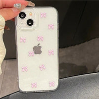 Cute Pink Bowknot iPhone Case – Clear Shockproof Cover