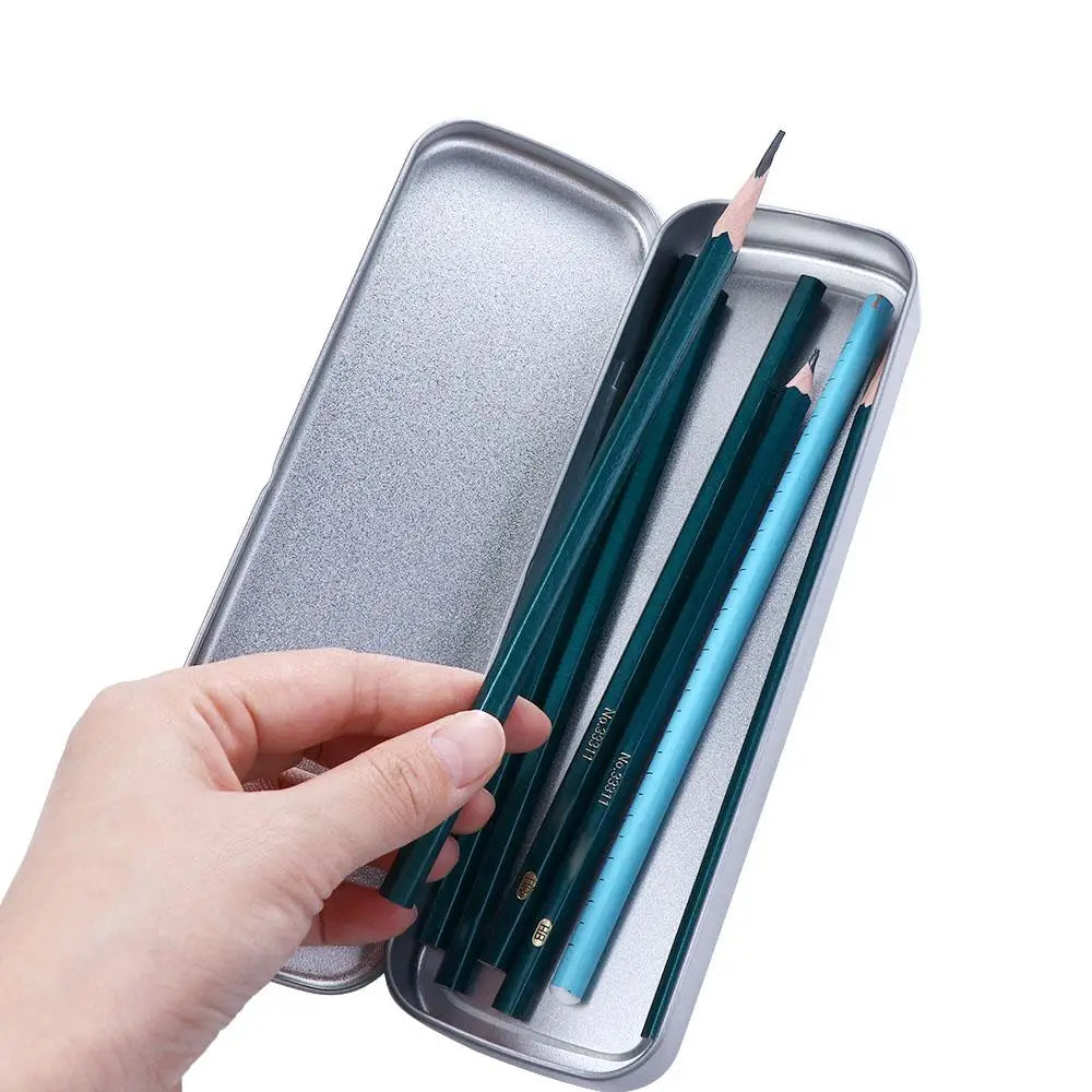 School Supplies For Kids Pen Box Silver Student Metal Pencil Storage Box Pencil Case Pencil Box Stationery Box