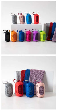 Sport Towel with Mini Silicon Gel Set Portable Breathable Sweat Absorption  Fitness Sport GYM Running Outdoor Quick Dry Cool