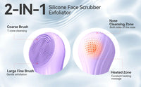 Heated Silicone Facial Cleansing Brush – 5 Speed Rechargeable