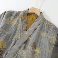 Men’s Cotton Kimono Pajama Robe – Jacquard Print Loungewear